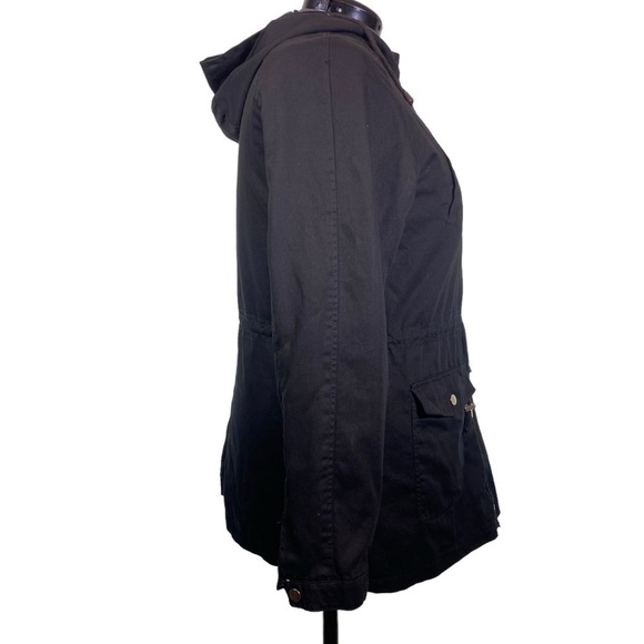 MISS LONDON Black label women's plus size 2X Black hooded pockets snap jacket - Picture 4 of 9